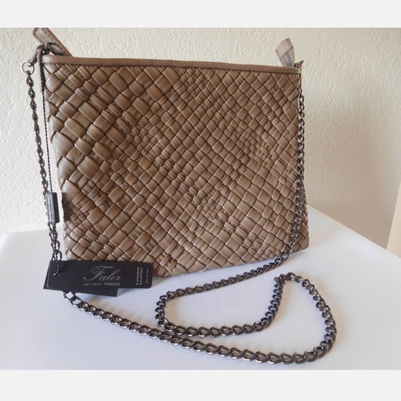 Falor Handbags - FALOR Italy Londra Woven Taupe Leather Cross Body Bag NWT
